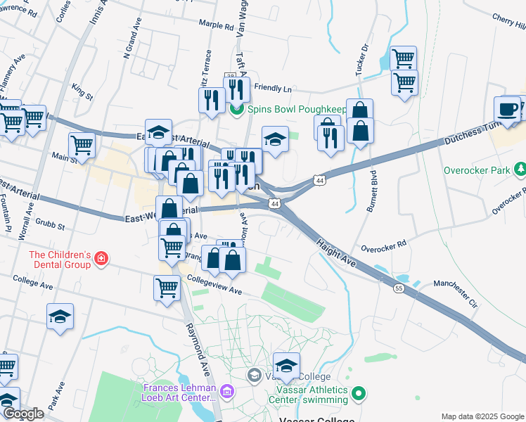 map of restaurants, bars, coffee shops, grocery stores, and more near 11 Manchester Road in Arlington