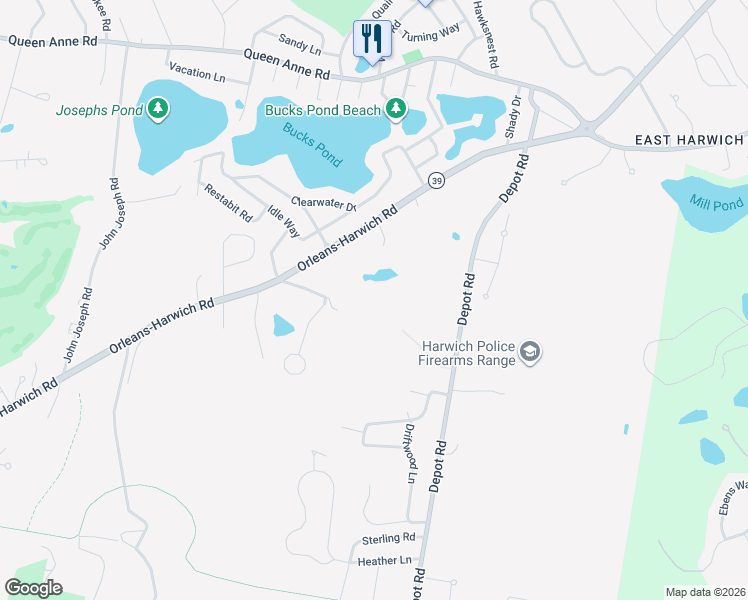 map of restaurants, bars, coffee shops, grocery stores, and more near 10 Middle Road in Harwich