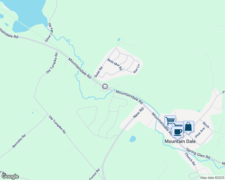 map of restaurants, bars, coffee shops, grocery stores, and more near 58 Mountaindale Road in Sullivan County