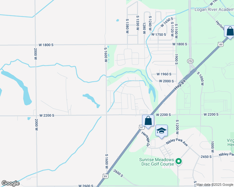 map of restaurants, bars, coffee shops, grocery stores, and more near 1536 West 2100 South in Logan