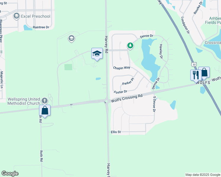map of restaurants, bars, coffee shops, grocery stores, and more near 235 Foster Drive in Oswego