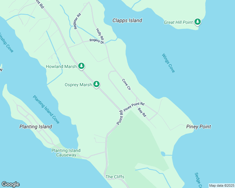 map of restaurants, bars, coffee shops, grocery stores, and more near 24 Cove Circle in Marion