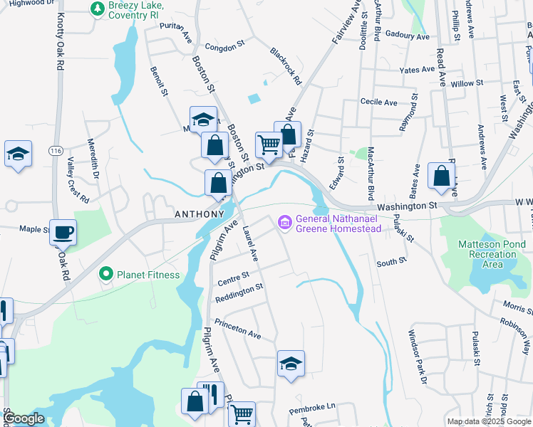 map of restaurants, bars, coffee shops, grocery stores, and more near 20 Taft Street in Coventry