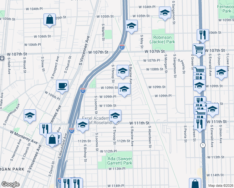 map of restaurants, bars, coffee shops, grocery stores, and more near in Chicago