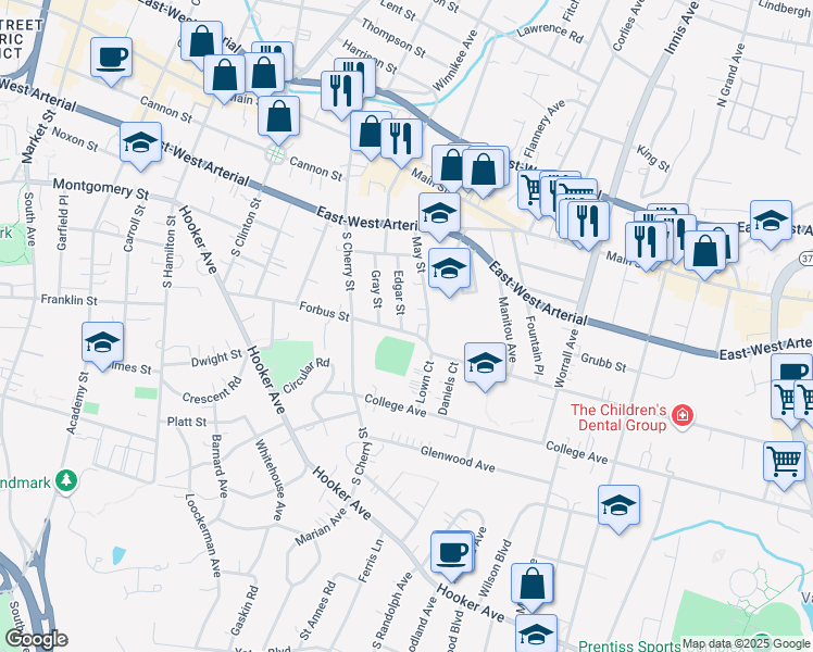 map of restaurants, bars, coffee shops, grocery stores, and more near 60 Forbus Street in Poughkeepsie