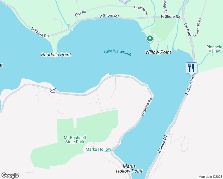 map of restaurants, bars, coffee shops, grocery stores, and more near 149 West Shore Road in Washington