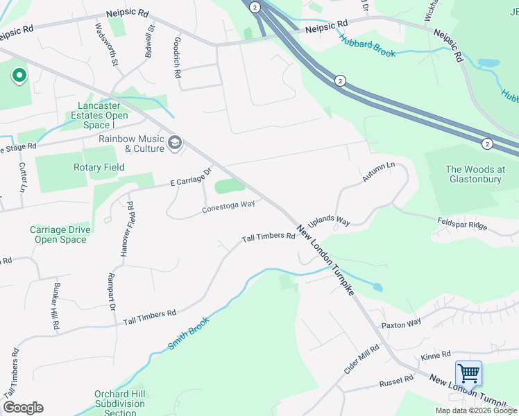 map of restaurants, bars, coffee shops, grocery stores, and more near 1510 New London Turnpike in Glastonbury