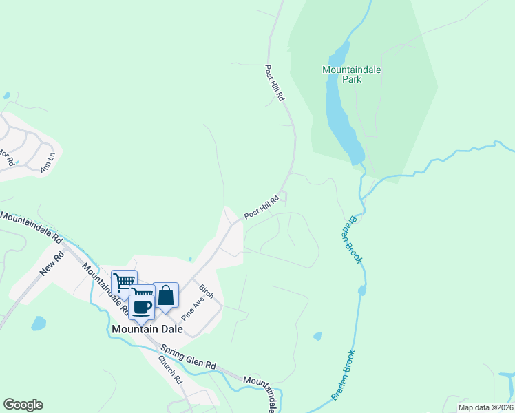 map of restaurants, bars, coffee shops, grocery stores, and more near 119 Post Hill Road in Mountain Dale