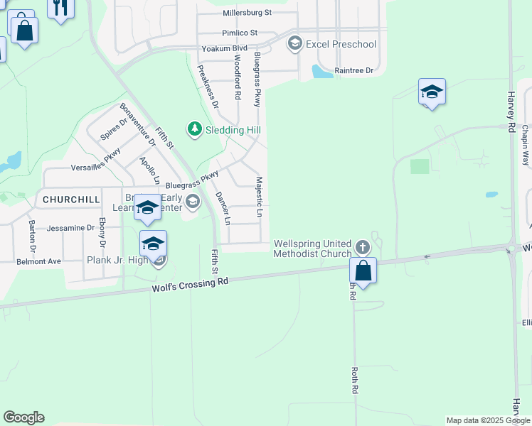 map of restaurants, bars, coffee shops, grocery stores, and more near 468 Majestic Lane in Oswego