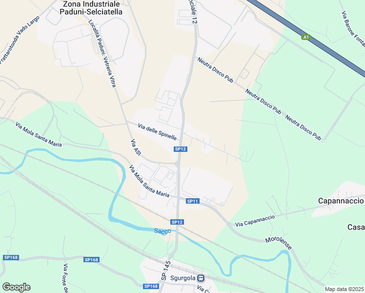 map of restaurants, bars, coffee shops, grocery stores, and more near 47 SP12 in Zona Industriale Paduni-Selciatella