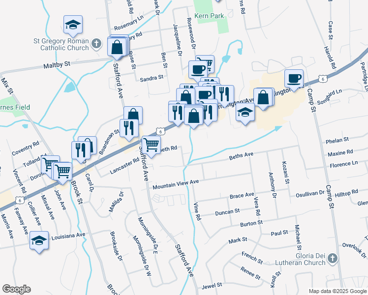 map of restaurants, bars, coffee shops, grocery stores, and more near 31 Hiltbrand Road in Bristol