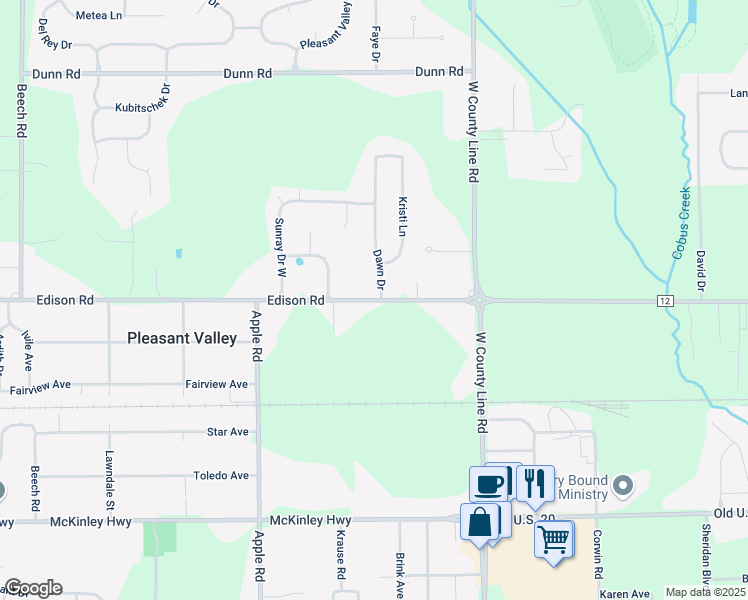 map of restaurants, bars, coffee shops, grocery stores, and more near 10239 Edison Road in Osceola