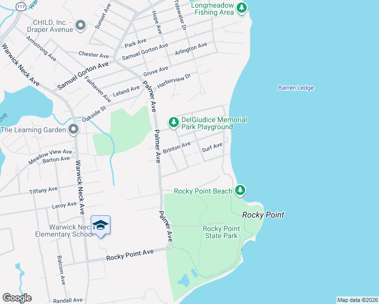 map of restaurants, bars, coffee shops, grocery stores, and more near 20 Cliff Road in Warwick