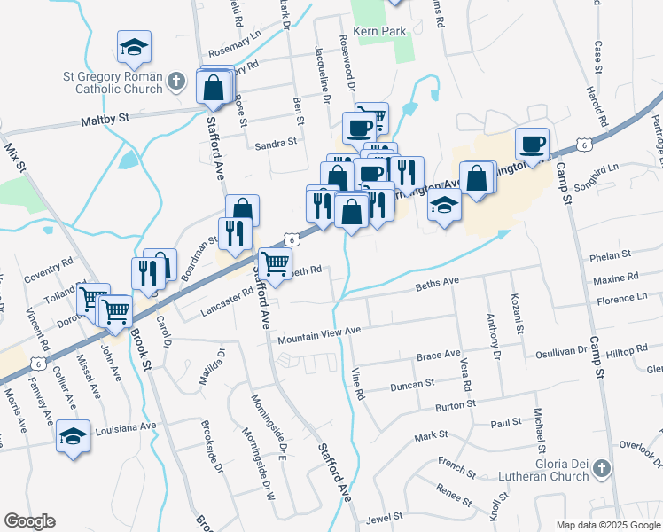 map of restaurants, bars, coffee shops, grocery stores, and more near 31 Hiltbrand Road in Bristol