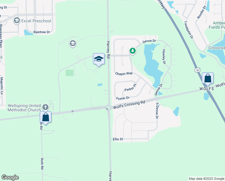 map of restaurants, bars, coffee shops, grocery stores, and more near 235 Foster Drive in Oswego