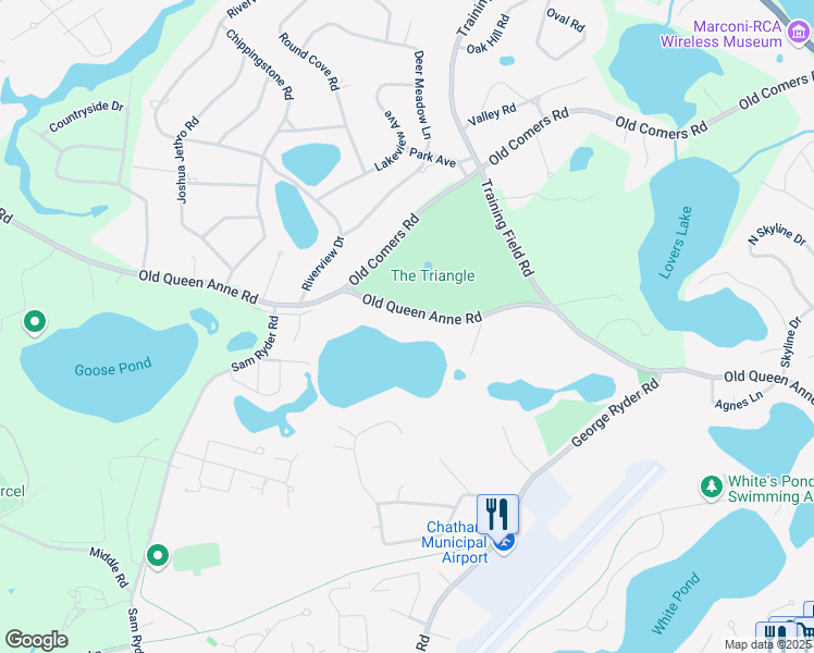 map of restaurants, bars, coffee shops, grocery stores, and more near 797 Old Queen Anne Road in Chatham
