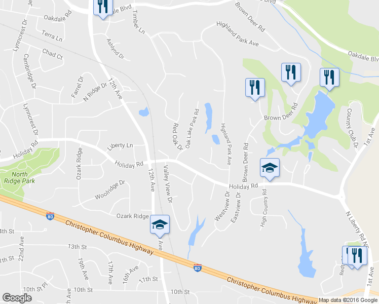map of restaurants, bars, coffee shops, grocery stores, and more near 1601 Oak Lake Park Road in Coralville