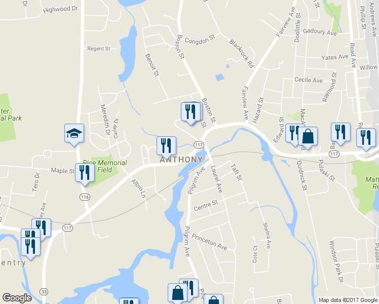 map of restaurants, bars, coffee shops, grocery stores, and more near 661 Washington Street in Coventry