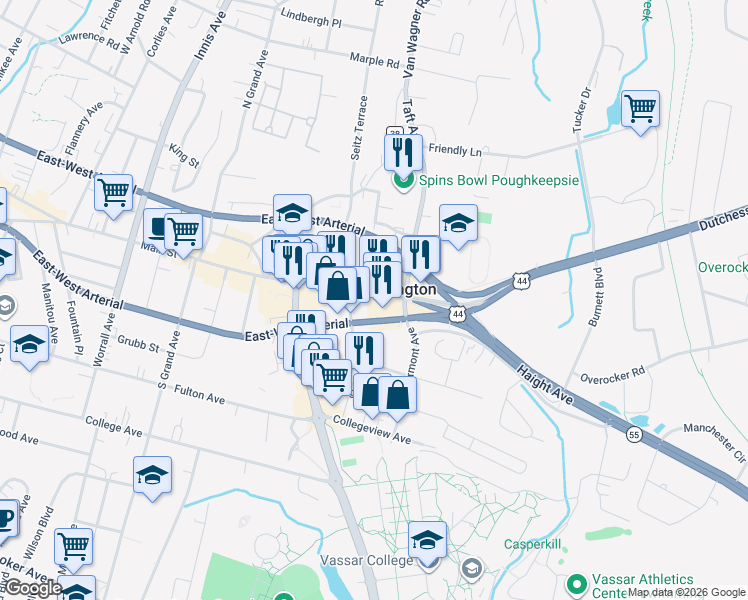 map of restaurants, bars, coffee shops, grocery stores, and more near in Arlington