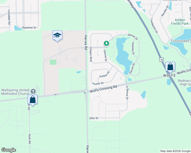 map of restaurants, bars, coffee shops, grocery stores, and more near 323 Parker Place in Oswego