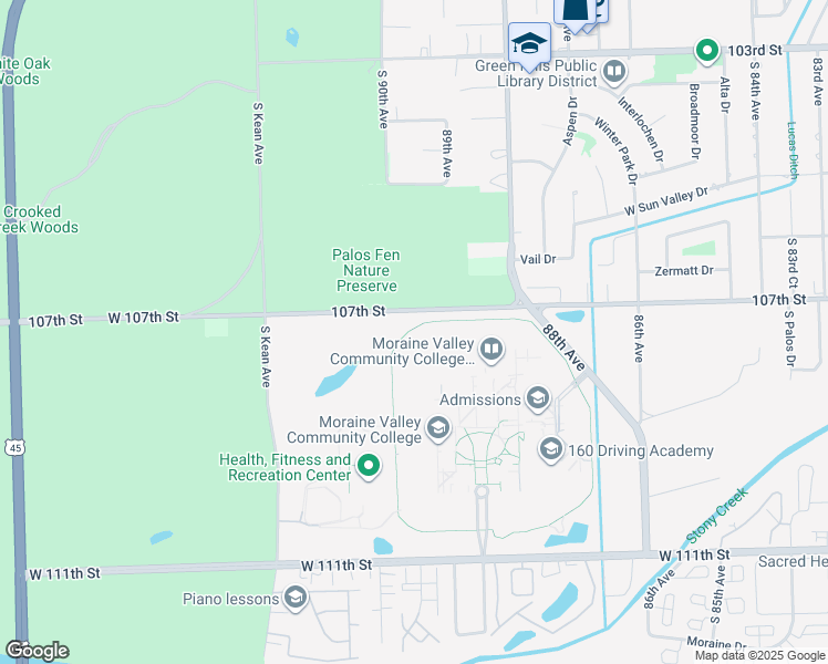 map of restaurants, bars, coffee shops, grocery stores, and more near in Palos Hills