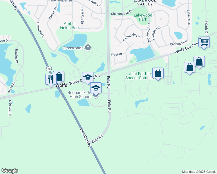 map of restaurants, bars, coffee shops, grocery stores, and more near 10240 Heggs Road in Aurora