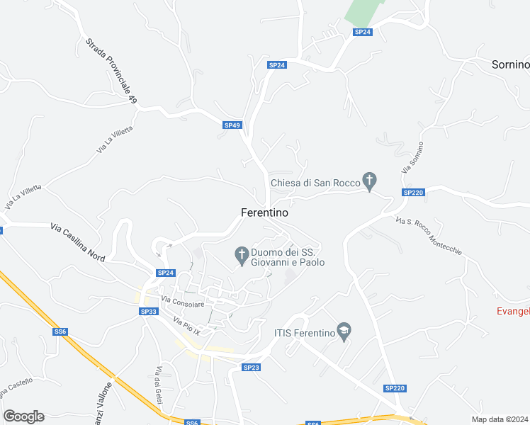map of restaurants, bars, coffee shops, grocery stores, and more near in Ferentino
