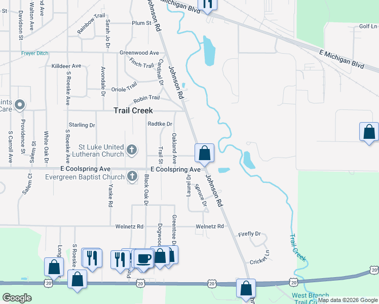 map of restaurants, bars, coffee shops, grocery stores, and more near 307 Leo Avenue in Trail Creek