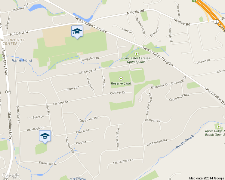 map of restaurants, bars, coffee shops, grocery stores, and more near 299 Carriage Drive in Glastonbury