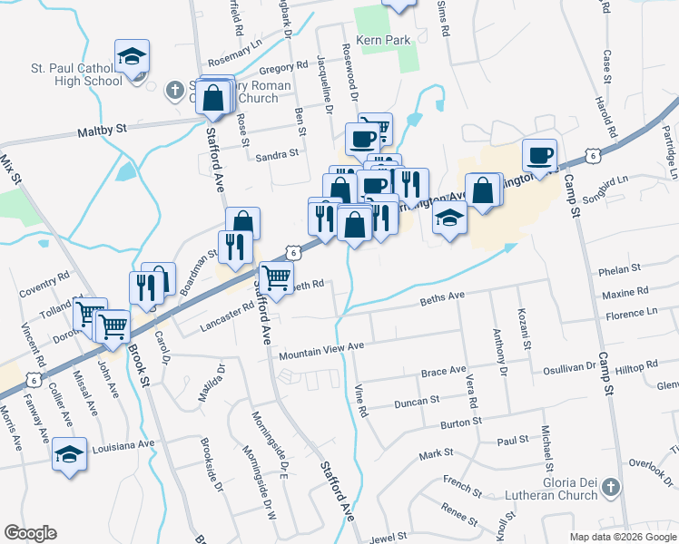 map of restaurants, bars, coffee shops, grocery stores, and more near 31 Hiltbrand Road in Bristol
