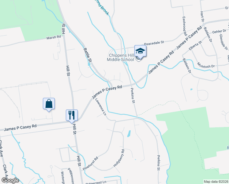 map of restaurants, bars, coffee shops, grocery stores, and more near 481 James P Casey Road in Bristol