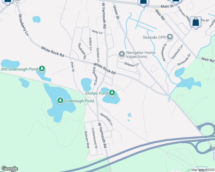map of restaurants, bars, coffee shops, grocery stores, and more near 17 Portsmouth Terrace in Yarmouth
