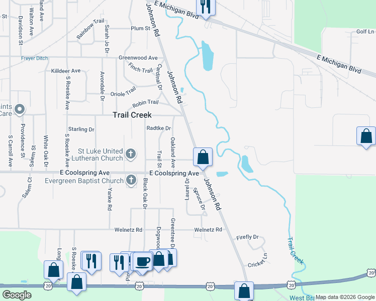 map of restaurants, bars, coffee shops, grocery stores, and more near 307 Leo Avenue in Trail Creek