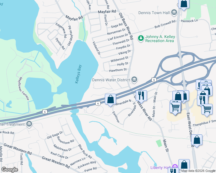 map of restaurants, bars, coffee shops, grocery stores, and more near 41 Old Fish House Road in Dennis