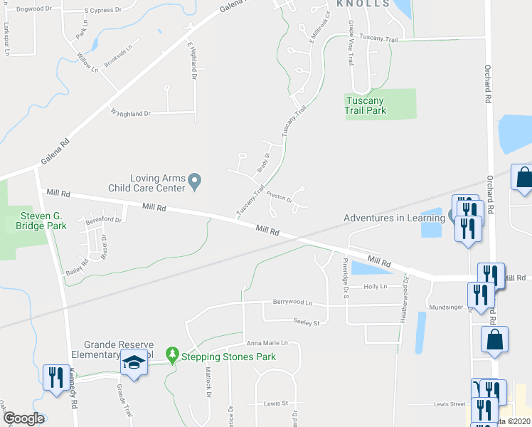 map of restaurants, bars, coffee shops, grocery stores, and more near 3925 Havenhill Court in Yorkville