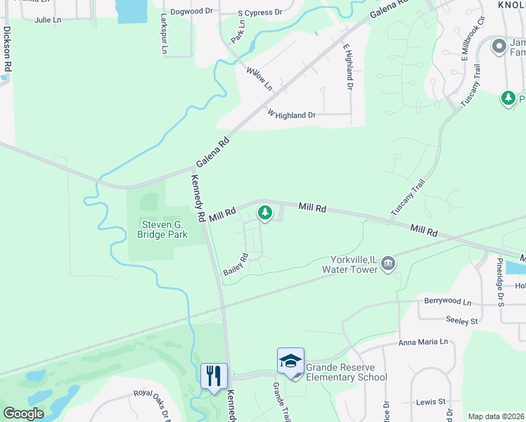 map of restaurants, bars, coffee shops, grocery stores, and more near 2271 Beresford Drive in Yorkville