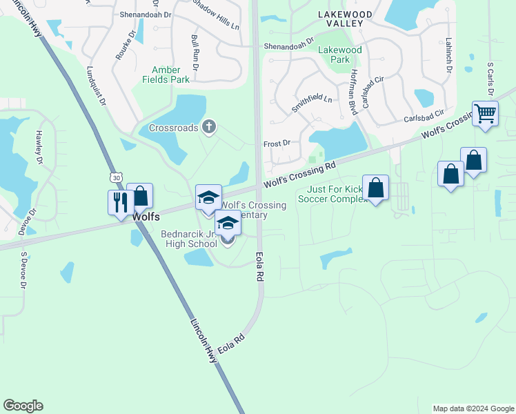 map of restaurants, bars, coffee shops, grocery stores, and more near 10240 Heggs Road in Aurora