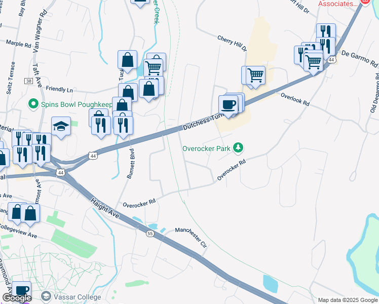 map of restaurants, bars, coffee shops, grocery stores, and more near 12 Peckham Road in Arlington
