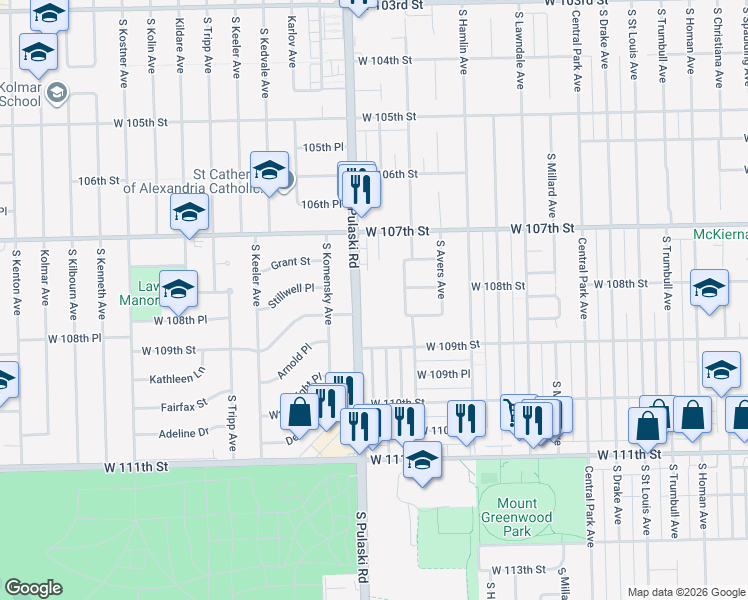 map of restaurants, bars, coffee shops, grocery stores, and more near in Chicago