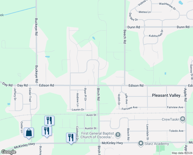 map of restaurants, bars, coffee shops, grocery stores, and more near 54903 Cheyenne Meadows Drive in Osceola
