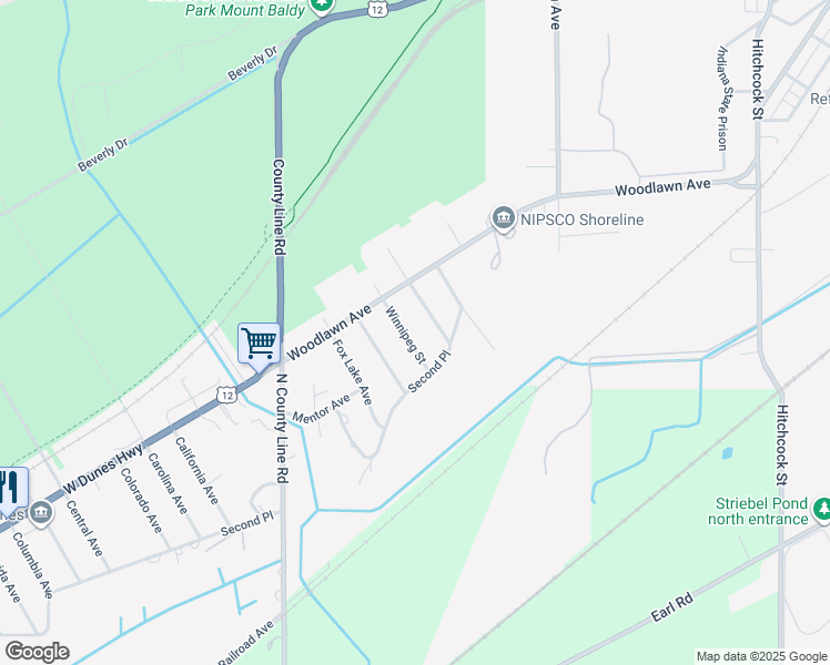 map of restaurants, bars, coffee shops, grocery stores, and more near 120 Winnedge Avenue in Michigan City