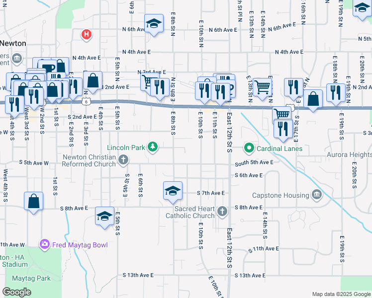map of restaurants, bars, coffee shops, grocery stores, and more near 9 Southampton Court in Newton