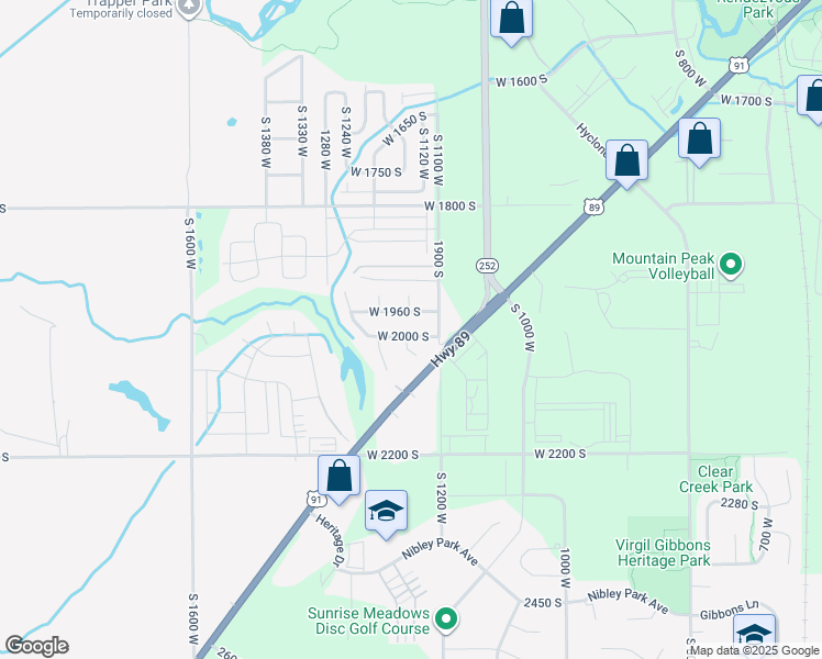 map of restaurants, bars, coffee shops, grocery stores, and more near 1145 West 2000 South in Logan