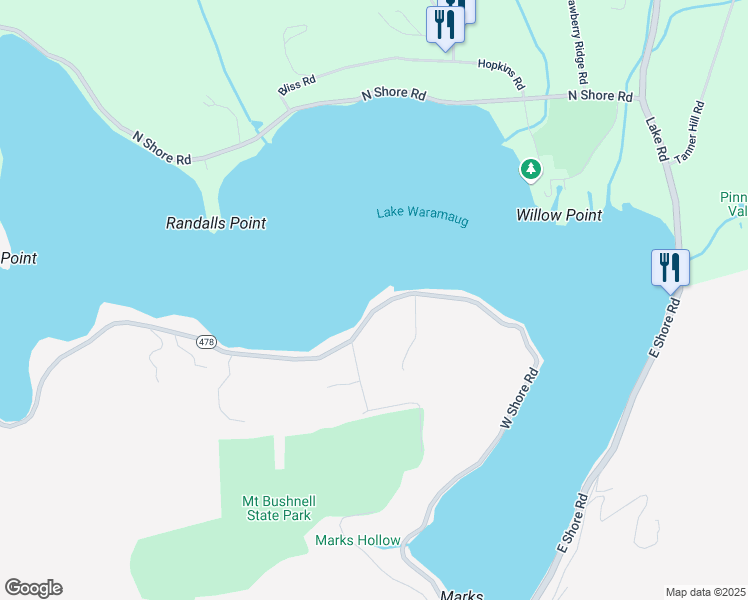 map of restaurants, bars, coffee shops, grocery stores, and more near 159 West Shore Road in Washington