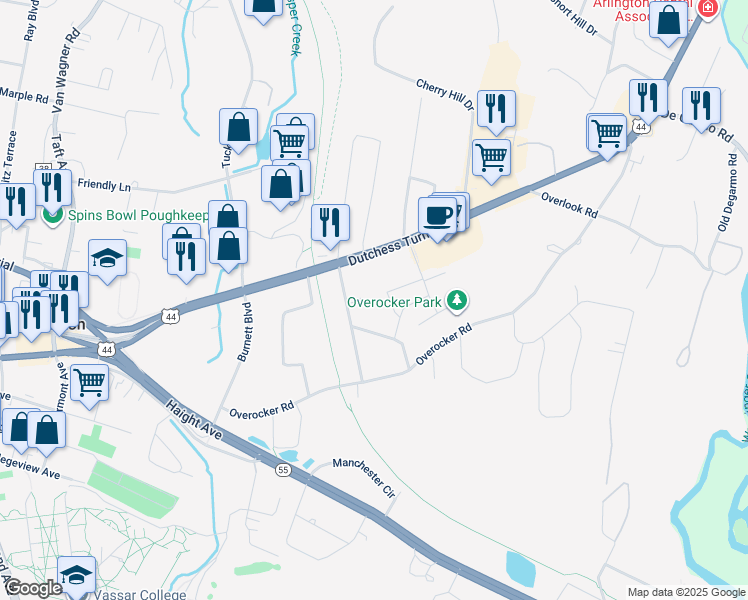 map of restaurants, bars, coffee shops, grocery stores, and more near 87 Janet Drive in Arlington