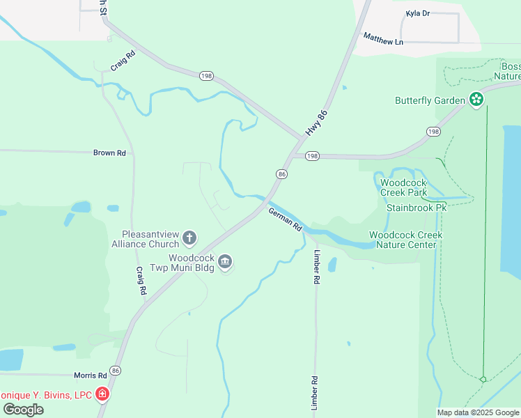 map of restaurants, bars, coffee shops, grocery stores, and more near 16578 Highway 86 in Meadville