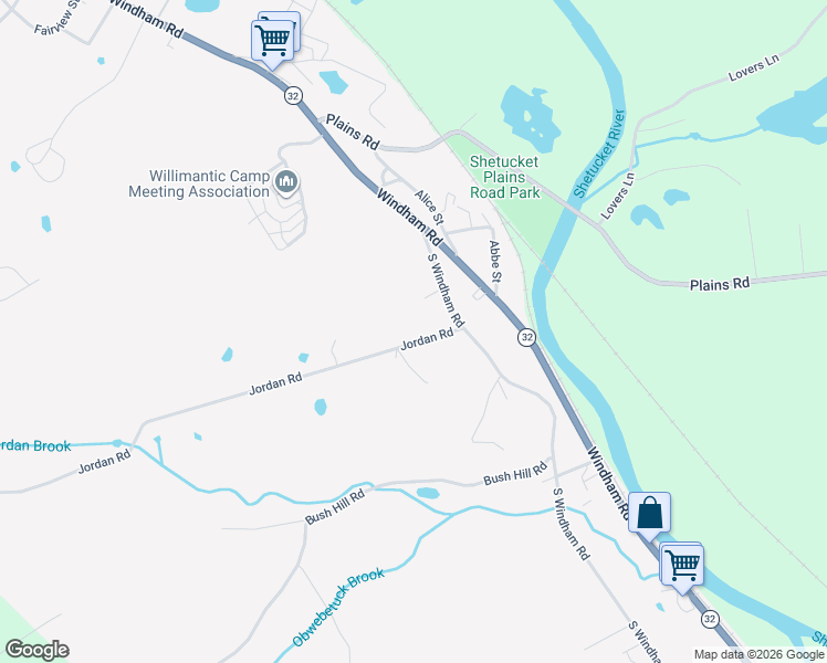 map of restaurants, bars, coffee shops, grocery stores, and more near 22 Jordan Road in Windham