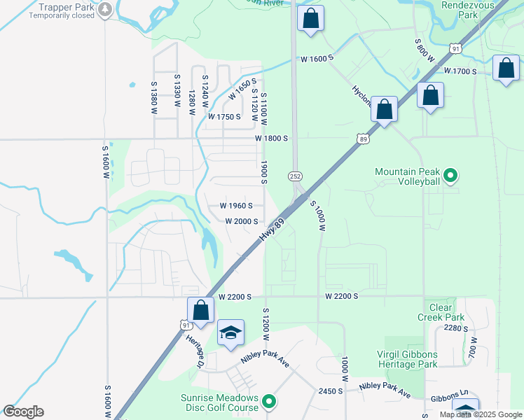 map of restaurants, bars, coffee shops, grocery stores, and more near 1975 South 1100 West in Logan