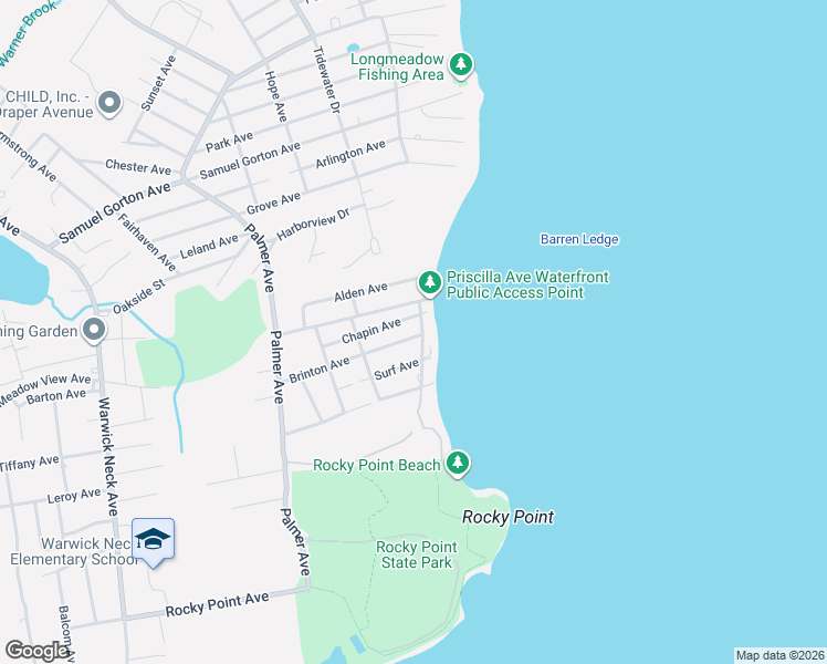 map of restaurants, bars, coffee shops, grocery stores, and more near 23 Burnett Road in Warwick