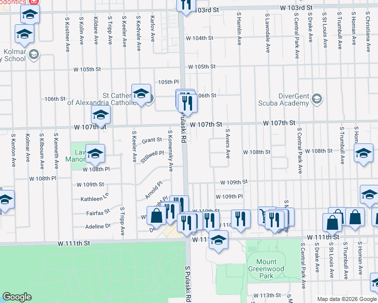 map of restaurants, bars, coffee shops, grocery stores, and more near in Chicago